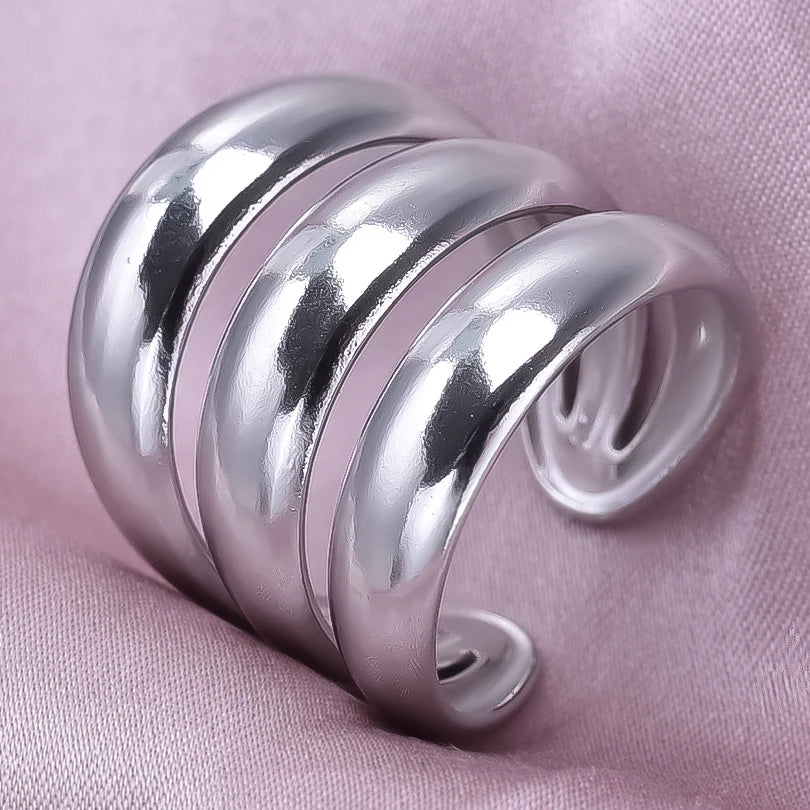 1/2/3 stücke mischen Farbe klobigen breiten Ring offene Edelstahl ringe für Frauen Männer Accessoires unregelmäßige Oberfläche kpop Modeschmuck