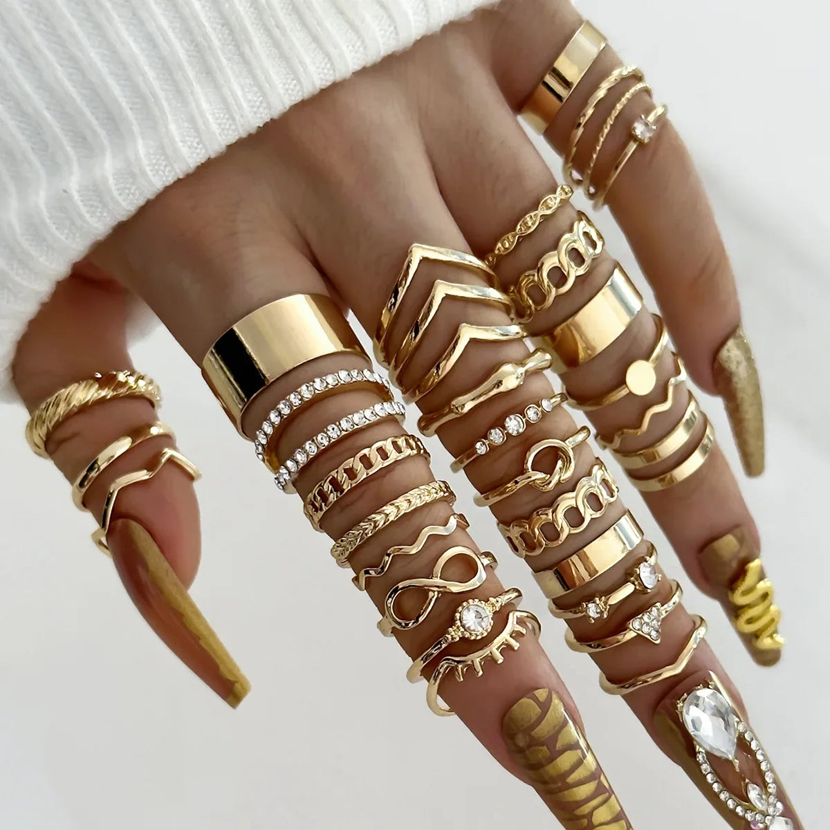 30Pcs Bohemian Geometrische Knuckle Ringe Set Für Frauen Gold Silber Farbe Finger Ring Mädchen Fashion Party Schmuck Zubehör