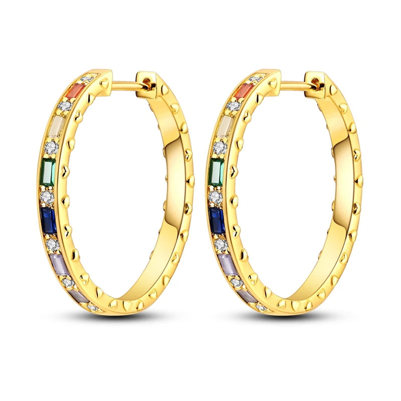 Original 925er Sterlingsilber, buntes Gold, Roségold, große Creolen für Frauen, Kollokation, Hochzeit, für Frau, Freundin, Geschenk