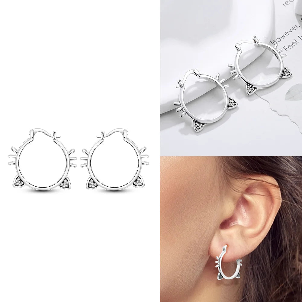Schmetterlings-Ohrringe, Original 925er Silber, rosa Schleife, Herz, Zirkon, Stern, Blume, Ohrstecker, Damen, Schmuck, Geschenk, Liebe, Valentinstag-Set