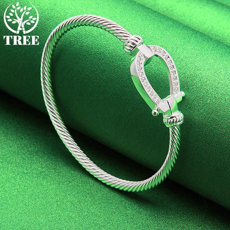 ALITREE 925 Sterling Silber Knoten Seil Armreifen Für Frauen Armreif Mode Geburtstag Hochzeit Schmuck Dame Armbänder Geschenke
