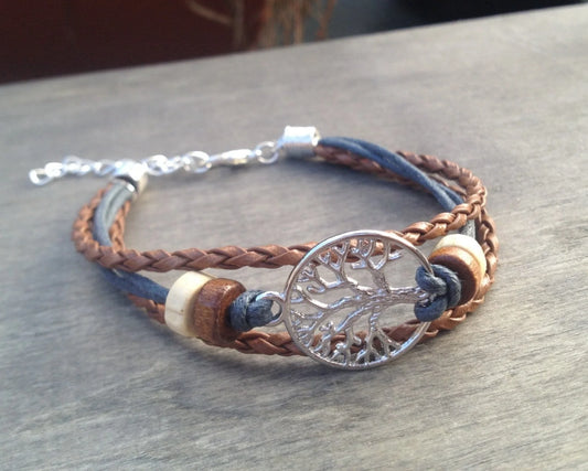 Mehrschichtige seil gewickelt Baum des Lebens Böhmischen Armband