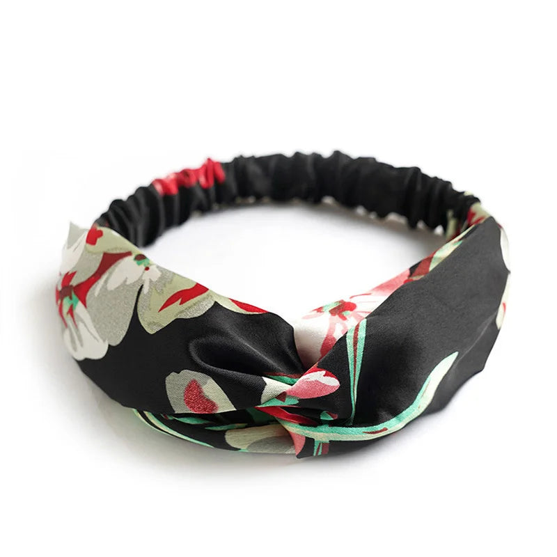 Neue Boho Frauen Weiche Solid Print Stirnbänder Vintage Kreuz Knoten Elastische Haarbänder Turban Bandanas Mädchen Haar Bands Haar Zubehör