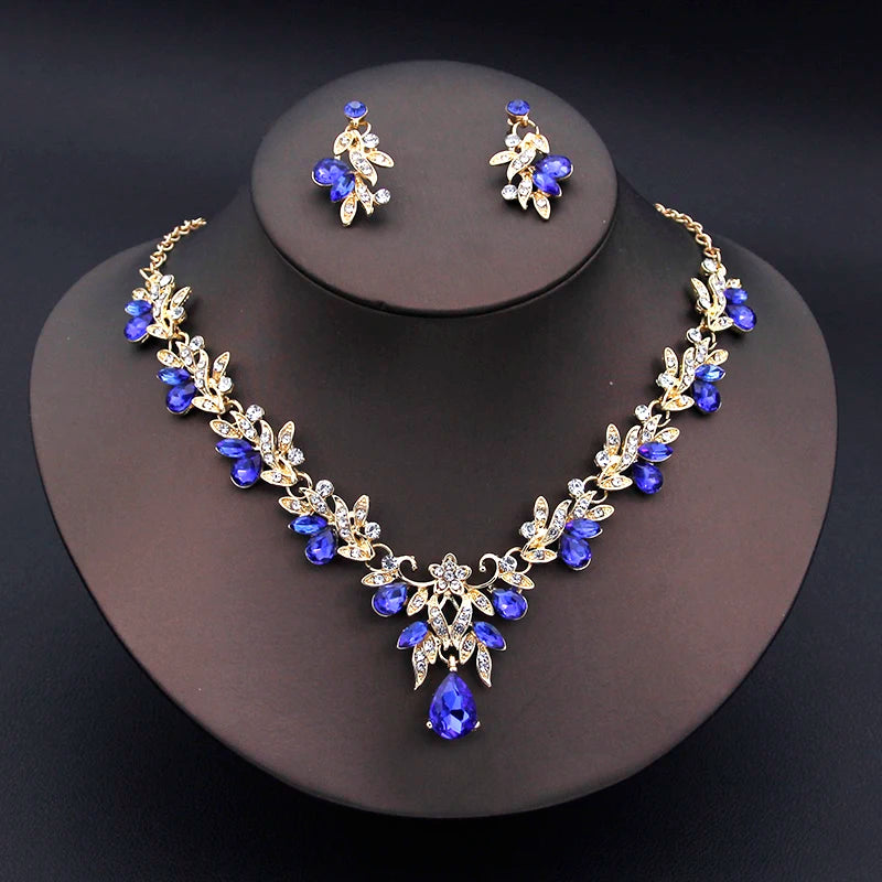 Elegante Mode-Halsketten-Sets für Frauen, baumelnde Ohrringe, Prinzessinnen-Kragen, zweiteiliges Set, Brautschmuck, Braut- und Hochzeitsaccessoires