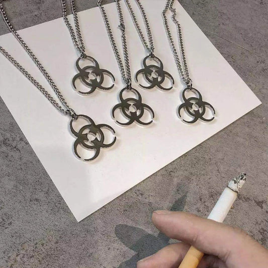 Punk Biochemische Krise Edelstahl Halskette Anhänger Hip Hop Silber Farbe Paar Halskette für Frauen Männer Mädchen Paar Schmuck