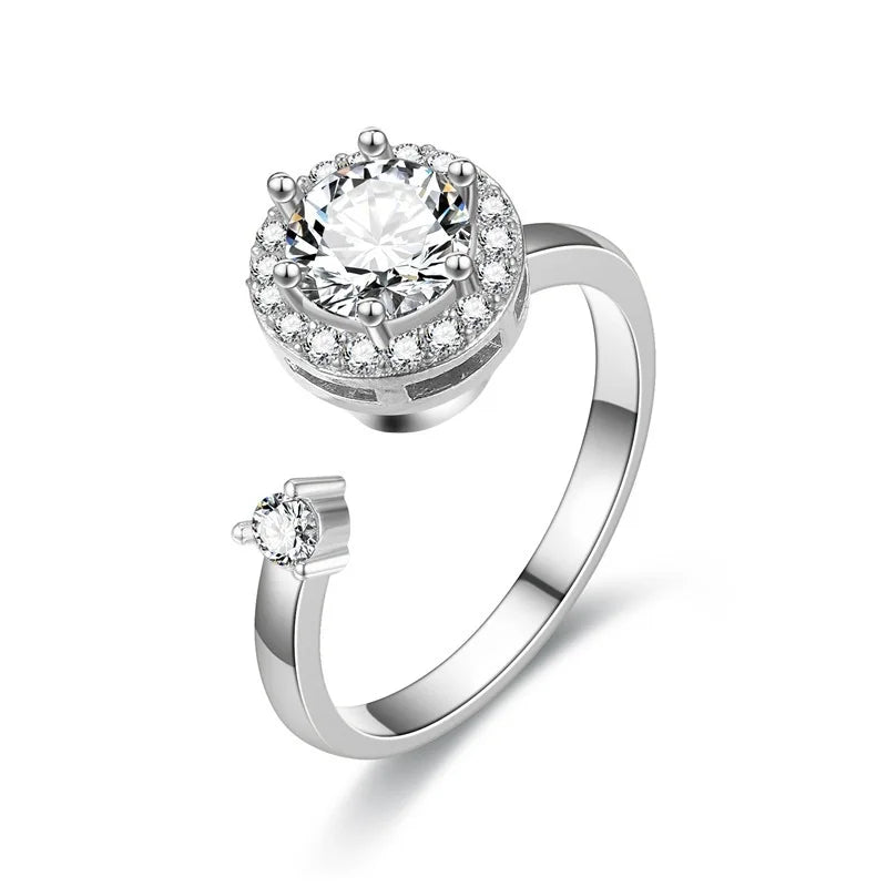 Titan Edelstahl Ring Für Frauen Drehen Rotierenden Angst Zappeln Einstellbare Ringe Silber Farbe Schmuck Schöne Blume Biene