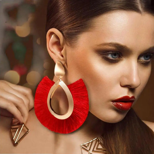 Bohemian Quaste Ohrringe Frauen Runde Große Vintage Ohrringe Ethnische Boho Quaste Lange Baumeln Ohrringe Schmuck Geschenke