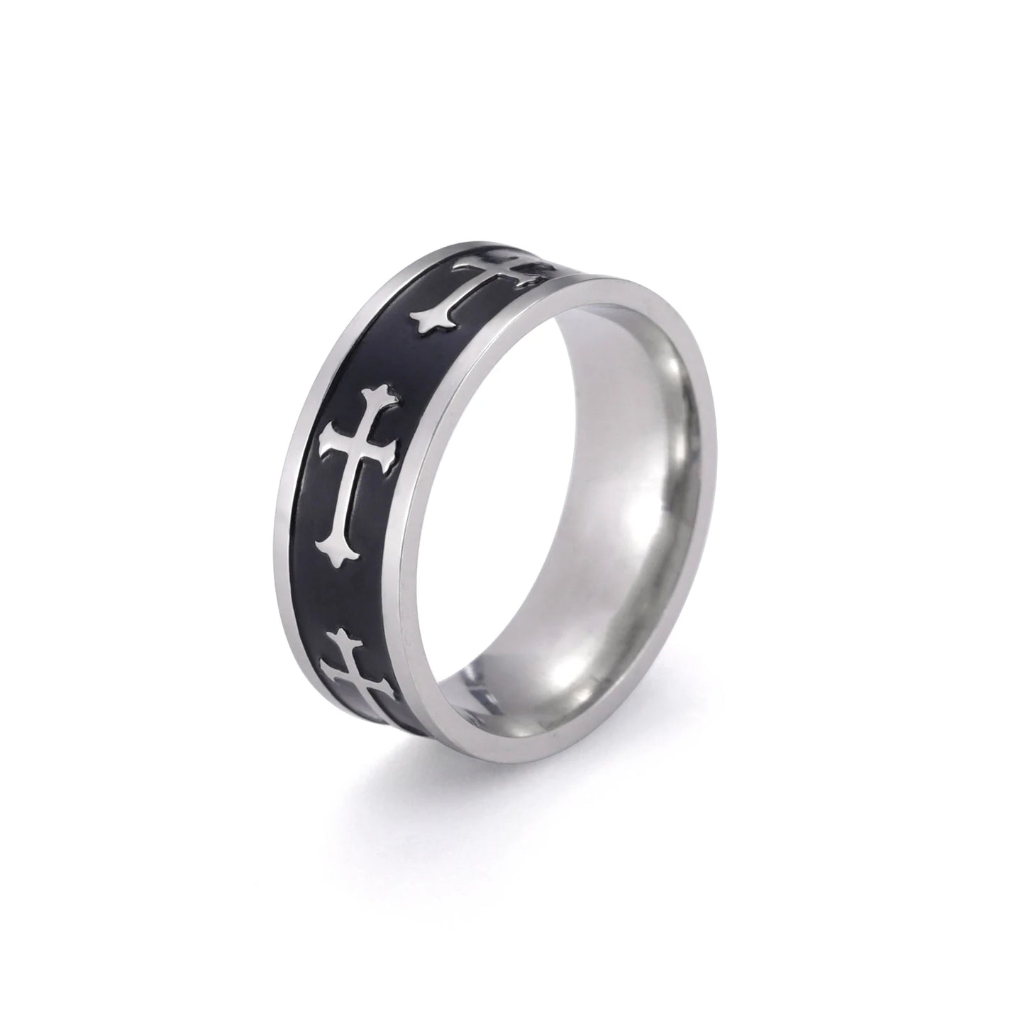 Hipee Trend personal isierte Hip Hop Edelstahl Paar Ringe Kreuz Männer Ring Verlobung Hochzeits geschenk Modeschmuck