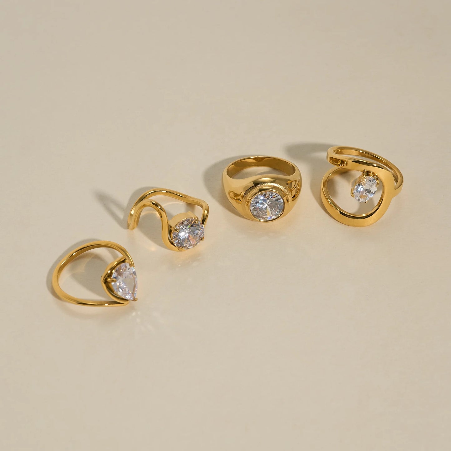 DASEIN Sommer Neue Gypsy Lines Einzigartige Zirkon Ring für Frauen 18k Gold Überzogene Edelstahl Minimalistischen Tänzerin Schmuck Ringe set