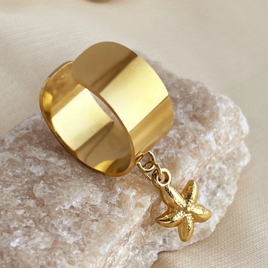 Punk Chunky Edelstahl Anhänger Ringe Für Frauen Männer Licht Luxus Geometrische Sonne Seestern Feder Blatt Öffnung Ringe Schmuck
