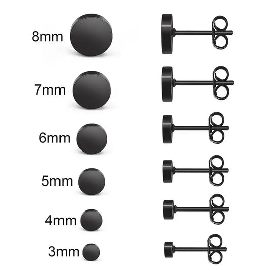 1 paar Edelstahl Runde Schwarz Ohr Studs Männer 3-8mm Punk Stud Ohrring Für Männer Push zurück Stud Ohrring Für Frauen Schmuck