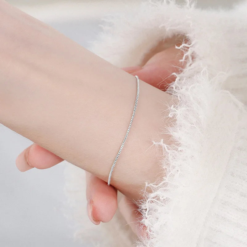 Panjbj sterling silber linie extrem feines armband für frauen lieben haert perle koreanisch ins süßes schmuck geschenk drops hipping