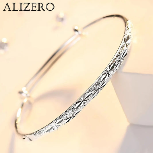 Heiße neue Mode 925 Sterling Silber Armbänder für Frauen Matt glänzende Sterne Armreifen verstellbar Schmuck Hochzeit Party Geschenke
