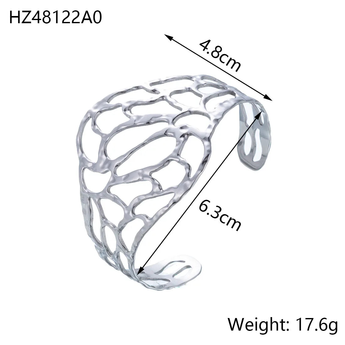 CARLIDANA Minimalistisches, hochwertiges neues Design, PVD-Silberfarbe, Edelstahl, modische Manschette, hohle Armreifen, Armband für Frauen