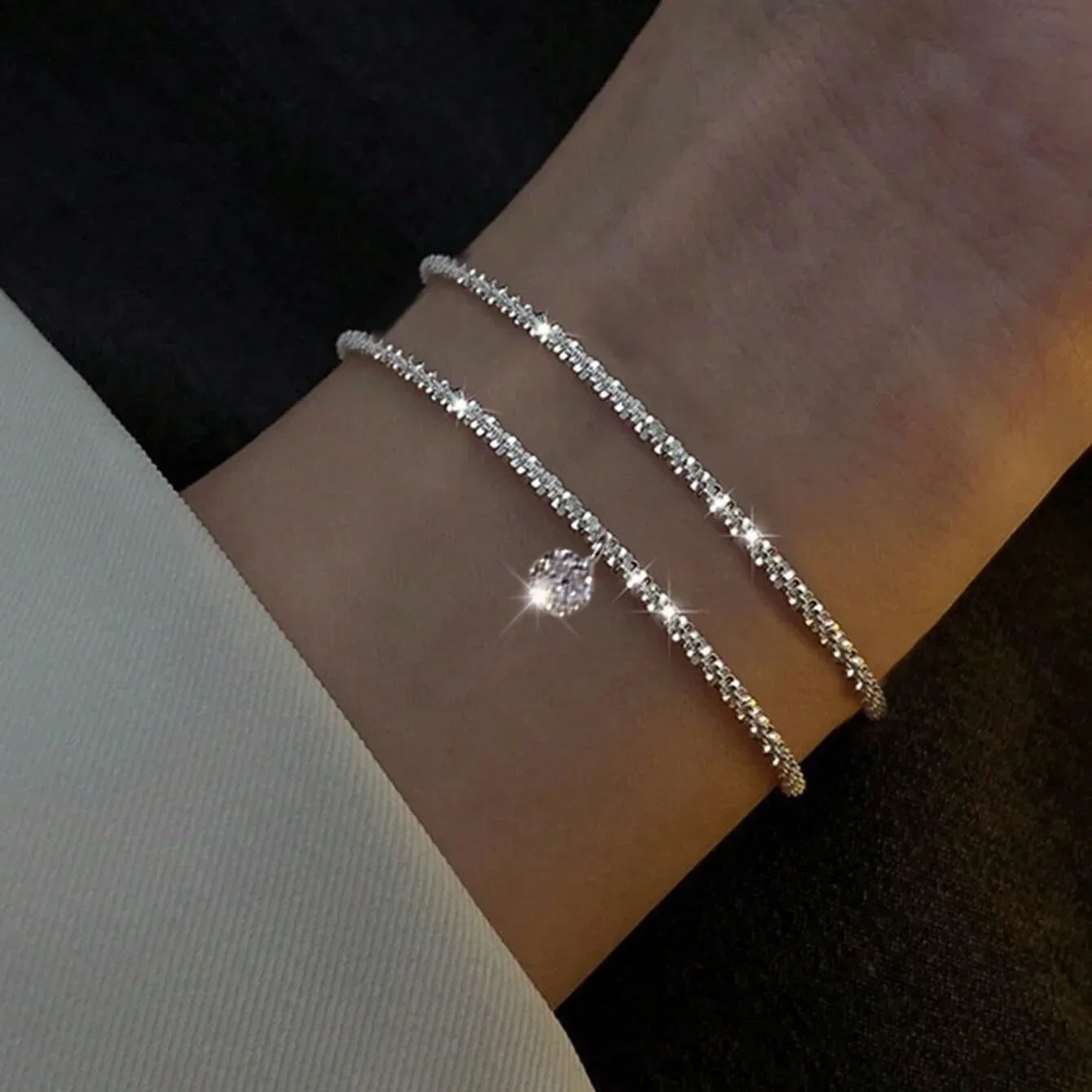 925 Sterling Silber Mode Farbe Funkelnde Verstellbare Armbänder für Frauen Elegante Feine Armband Neue Hochzeit Schmuck Geschenke