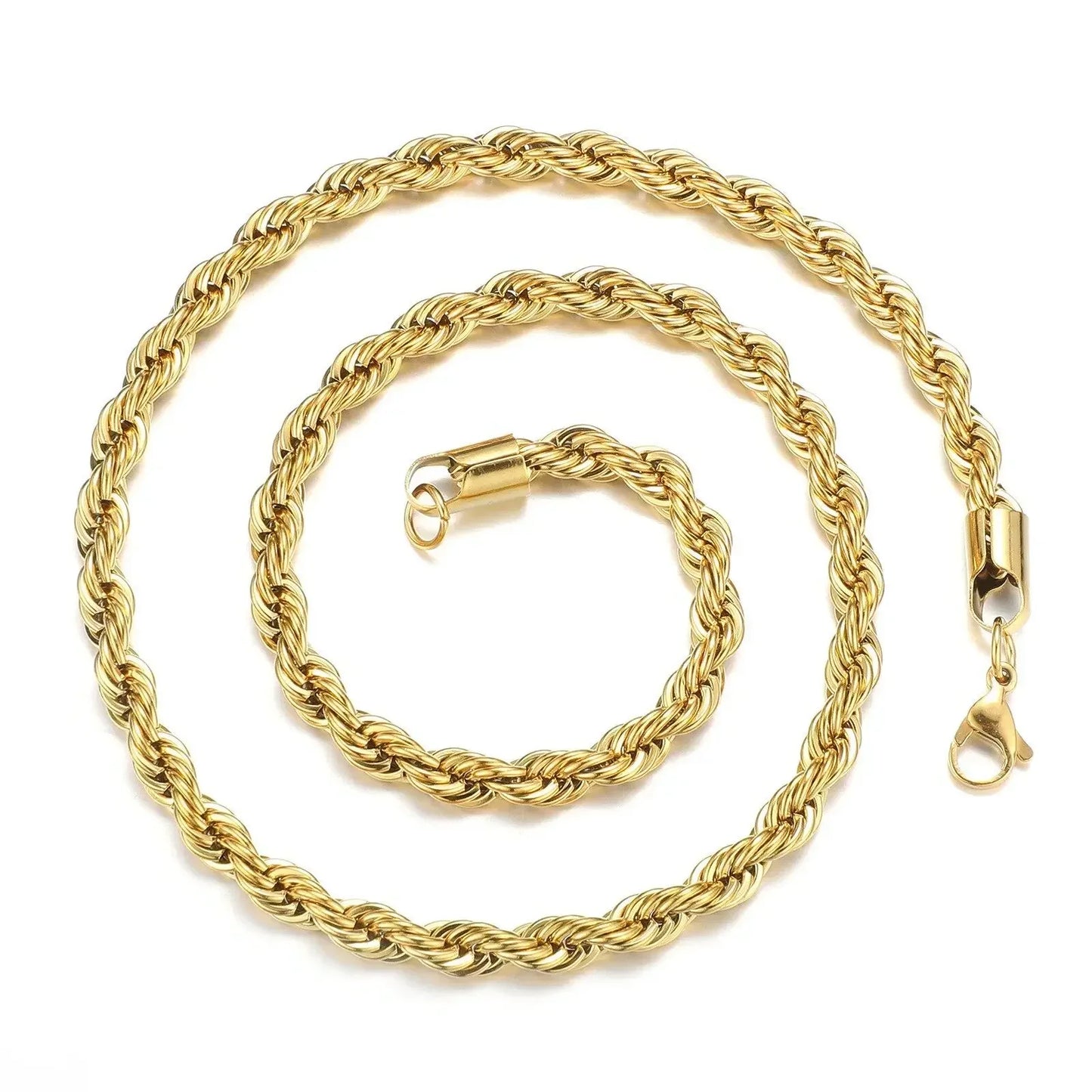 2-6MM Gold Farbe Twisted Seil Kette Halskette Edelstahl Nie Verblassen Wasserdicht Halsband Für Männer Frauen mode Schmuck
