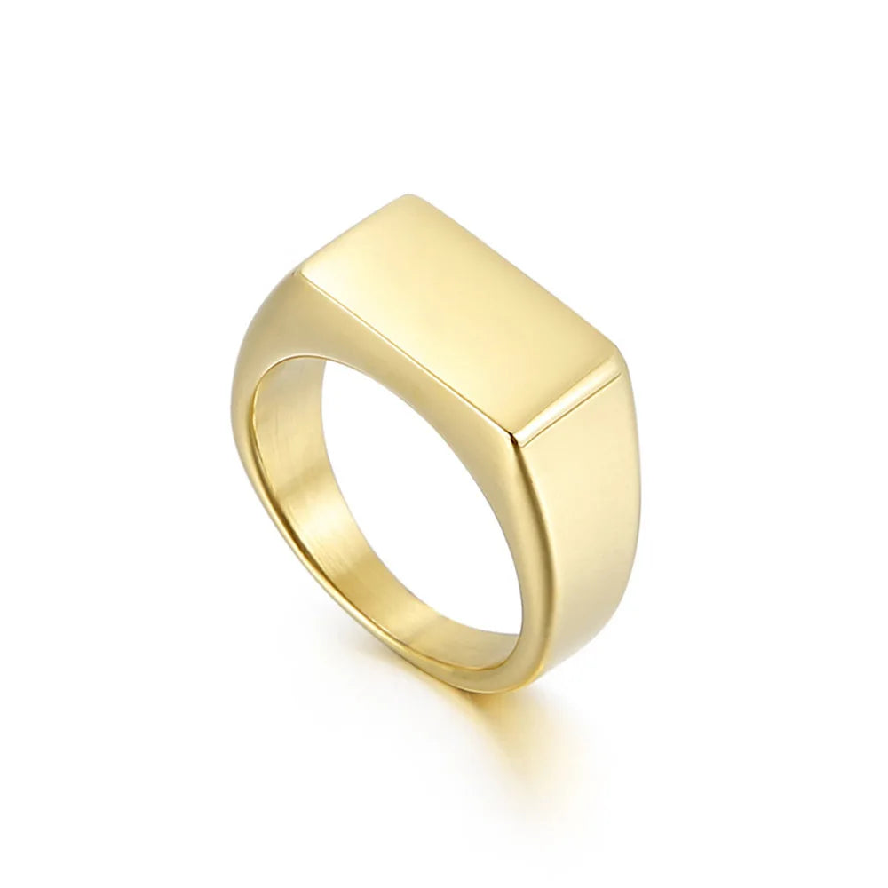 1pc Legierung einfache glänzende Ringe mit rechteckigem Dekor, exquisiten Herren Accessoire Schmuck
