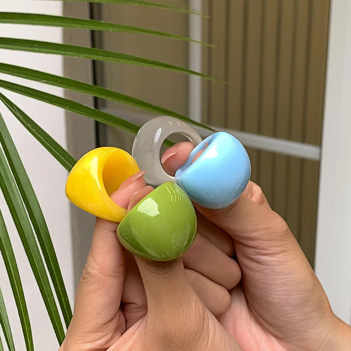 Persönlichkeit Candy Farbe Große Ringe Acryl Geometrische Chunky Ring Mode Frauen Charme Bunte Regenbogen Harz Knuckle Finger Ringe