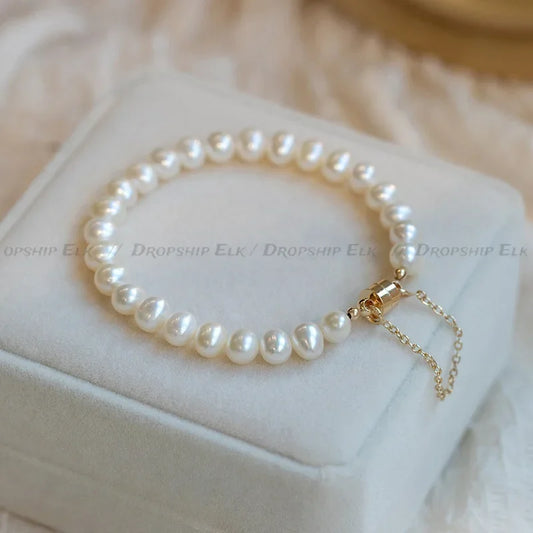 Elegantes natürliches Süßwasserperlen-Armband für Damen, magnetische Knöpfe, kreatives Design, Armband, Hochzeit, Schmuckzubehör