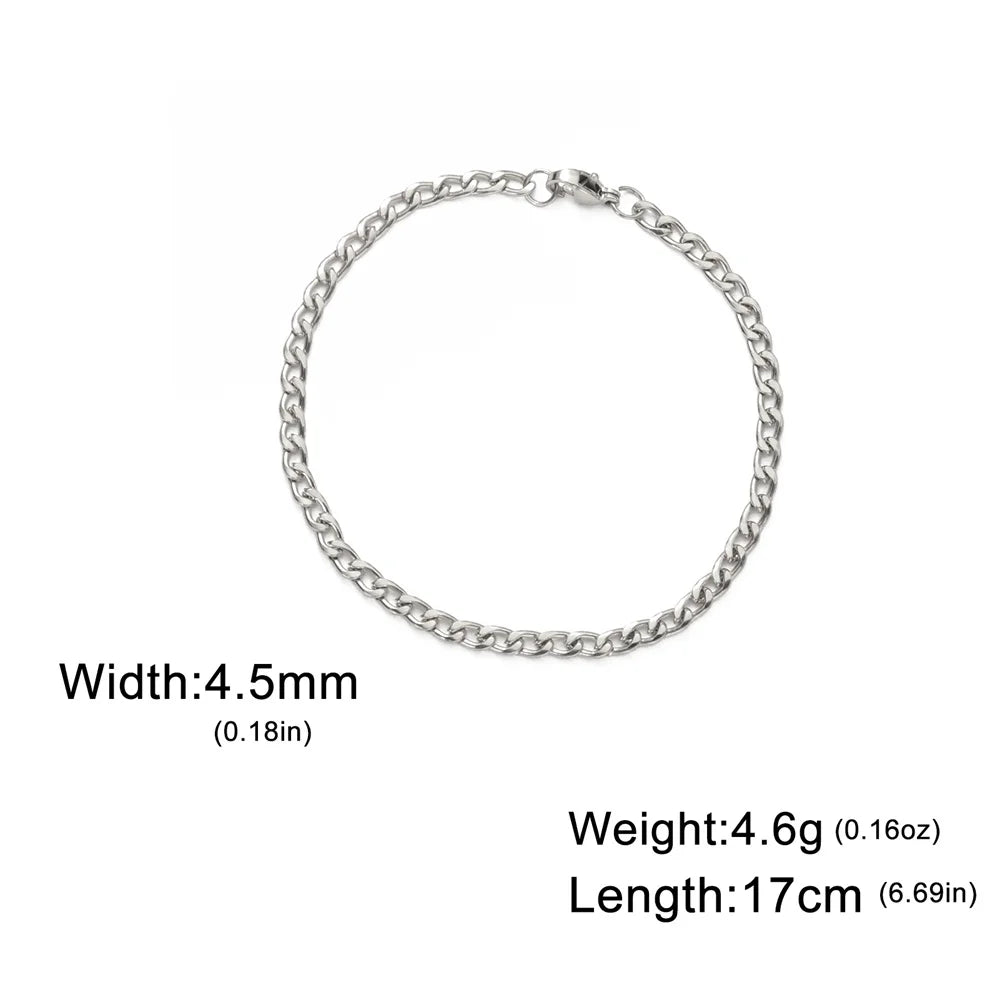My Shape Mode kubanische Kette Männer Armband Edelstahl 3//9mm Breite Kette Armbänder Figaro Kette Junge Handgelenk Schmuck Paar
