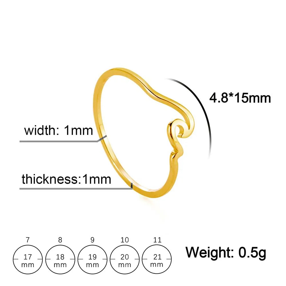 COOLTIME Einfache Meereswellen-Paarringe 2025, Trend Ocean Surf Edelstahl, gepaarte Ringe für Damen und Herren, Hochzeit, Geburtstag, Schmuck