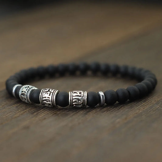 Vintage Herren Armband Perlen Om Mani Padme Hum Mantra Armband Wikinger Schmuck Zubehör Natürliche Lava Tigeraugen Stein Armband