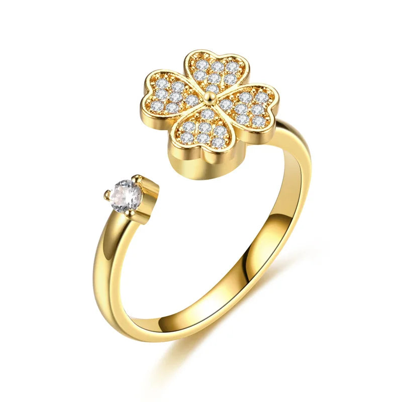 Titan Edelstahl Ring Für Frauen Drehen Rotierenden Angst Zappeln Einstellbare Ringe Silber Farbe Schmuck Schöne Blume Biene