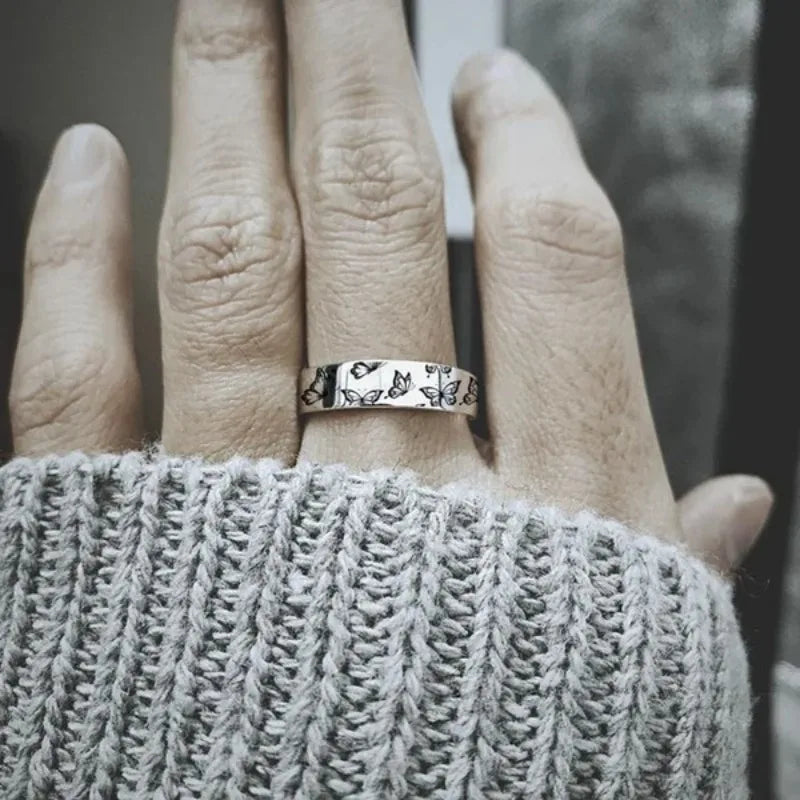 Vintage tun, was Ihre Seele Glanz Brief Frauen Ringe Frauen Schmetterling Ring Mode einfache Silber Farbe Schmuck fein