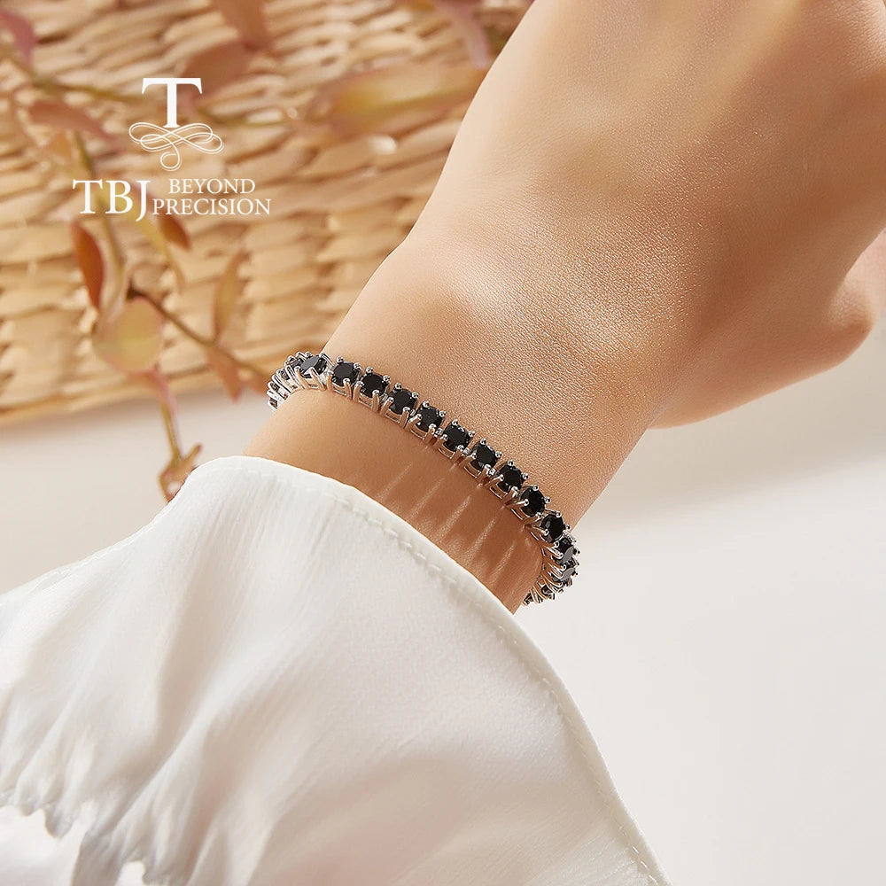 Mysteriöse edle natürliche schwarze Spinell Armband 925 Silber und kostbare Edelsteine Schmuck für Frauen Jubiläum & Weihnachts geschenke
