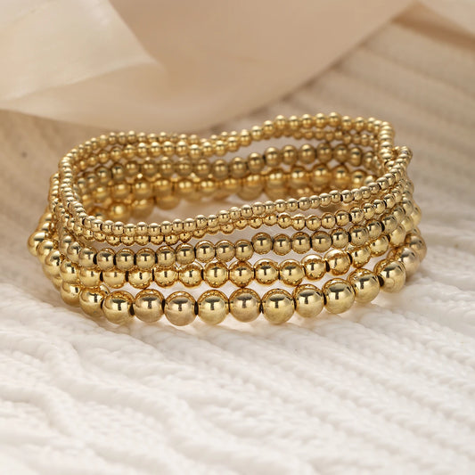 5 teile/satz Vintage Perlen Armbänder für Frauen Männer Einfache Punk Gold Splitter Farbe Handgemachte Ball Armband Party Mode Schmuck Geschenke