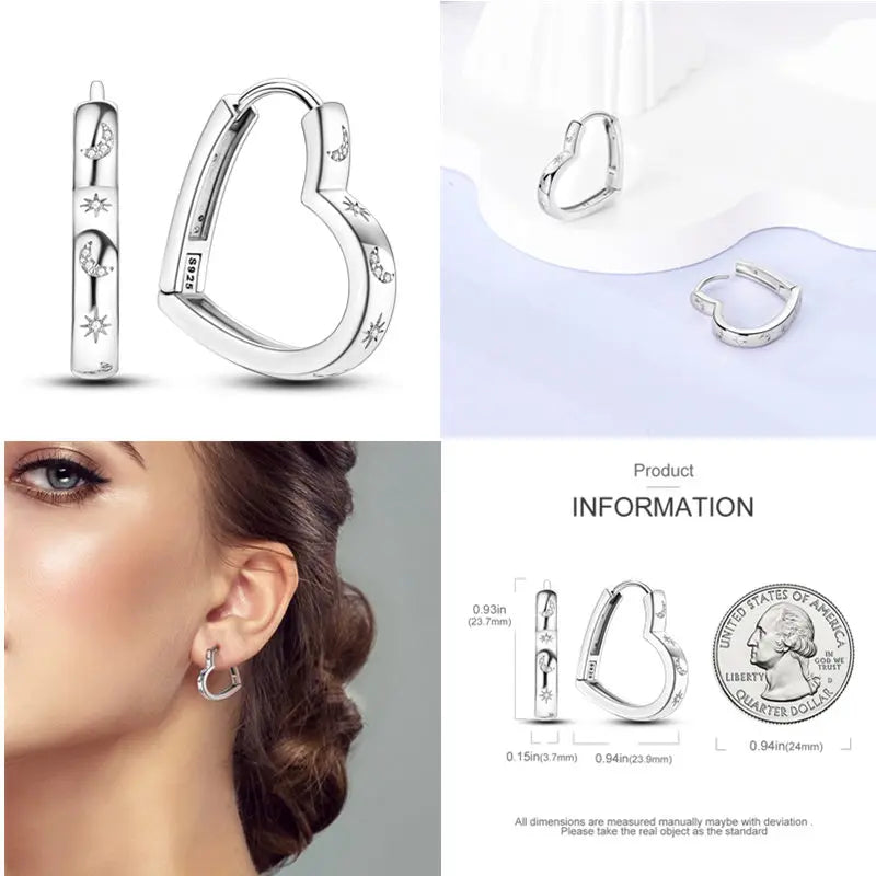 2024 Hotsale Ohrringe aus 925er-Sterlingsilber, Creolen mit Pavé-CZ-U-Form, Zirkon für Frauen, funkelnd, mit Größe, Modellanzeige