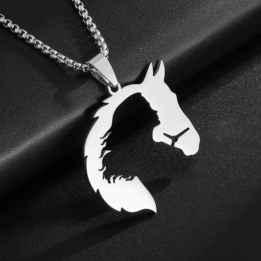 1Pcs Exquisite Titan Stahl Pferd Kopf Tier Halskette Geeignet Für Männer Und Frauen Mode Anhänger Hip Hop Trend Party schmuck