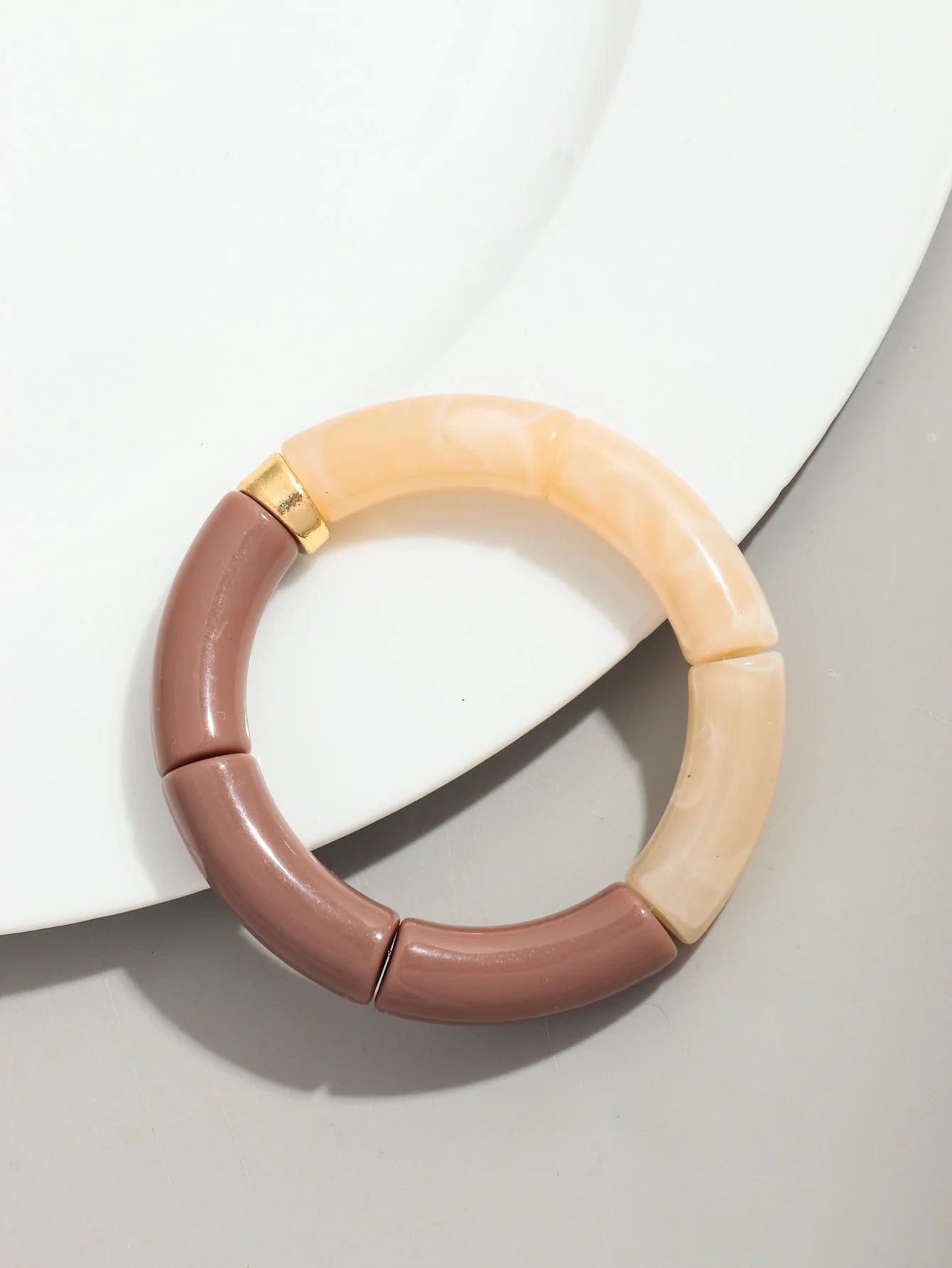 Bohomia Acryl-Design-Stil, klobiges Bambus-Stapelarmband für Damen, Boho, elastisch, bunt, Röhrenperlen, Armbänder 2024, Schmuck