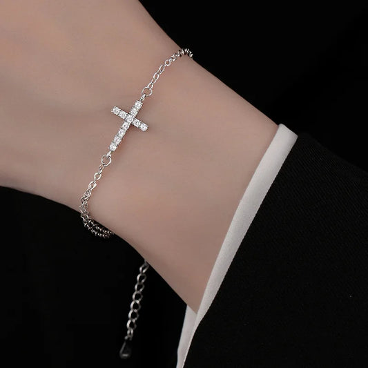 Beliebtes Kreuzarmband aus 925er-Sterlingsilber, Temperament, bezauberndes Damenarmband, Geburtstagsfeier, Geschenk, exquisiter Schmuck