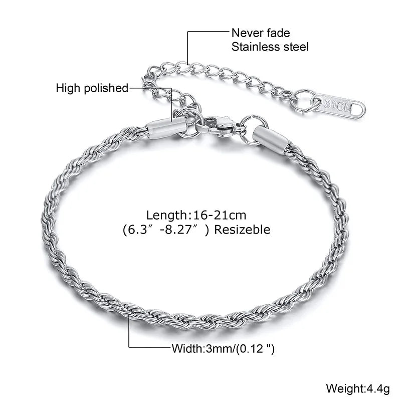 Edelstahl-Kettengliederarmbänder für Damen und Herren, Liebesgeschenk zum Valentinstag für Sie