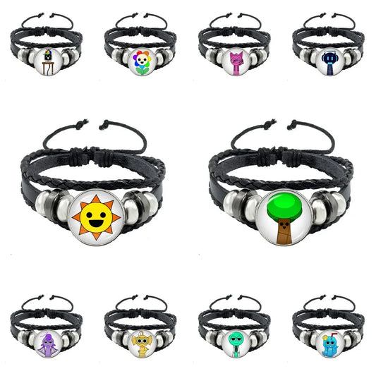 Sprunki Incredibox Anime Cartoon Charakter Leder Seil Armband Kunst Mehrschichtige geflochtene Armbänder Handgefertigte Schmuckzubehör