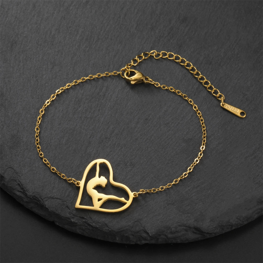 EUEAVAN Edelstahl Gymnastik Armbänder für Frauen Mode Herz Tänzerin Sport Armband Geburtstag Party Schmuck Großhandel