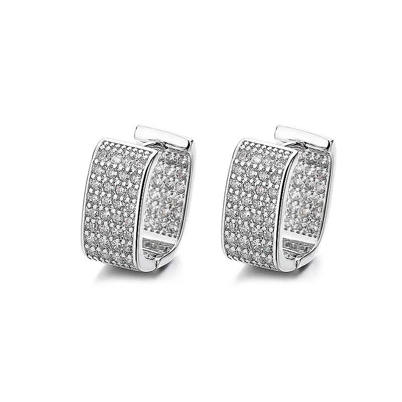 Edelstahl Gold Silber Farbe Quadratische Creolen für Frauen Luxus Glänzende CZ Zirkon Geometrische Ohrringe Hochzeit Schmuck