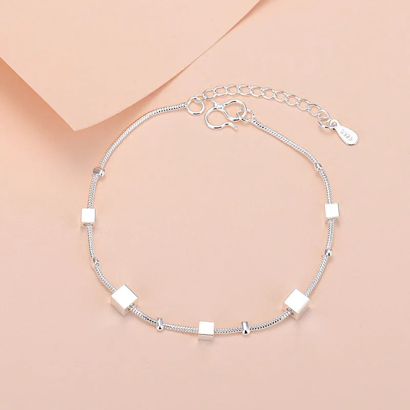 Charm-Armband aus 925er-Sterlingsilber mit Glücksperlen für Damen, Kette, runde Armreifen, modischer Luxus-Qualitätsschmuck, Weihnachtsaccessoires