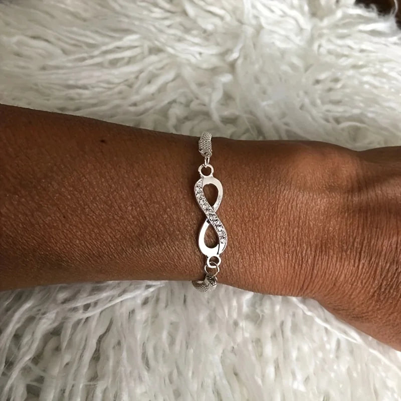 Strass-Unendlichkeitsarmband, Legierungssymbol, Nummer 8, Armband für Damen und Herren, Modeschmuck
