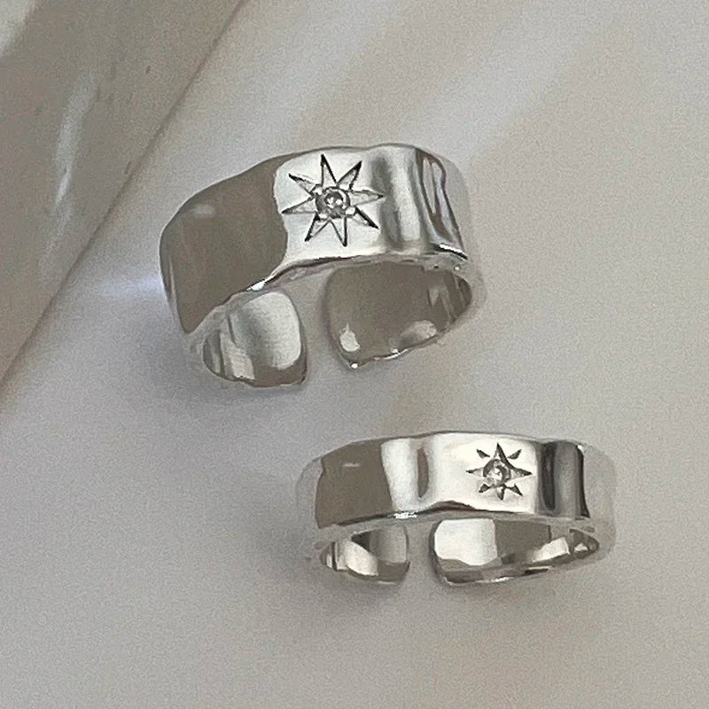 Y2K Öffnung Ring Paar Punk Unregelmäßige Sterne Mond Finger Ringe Liebhaber Handgemachte Design Schmuck Frauen Männer Hip Hop Party Geschenke