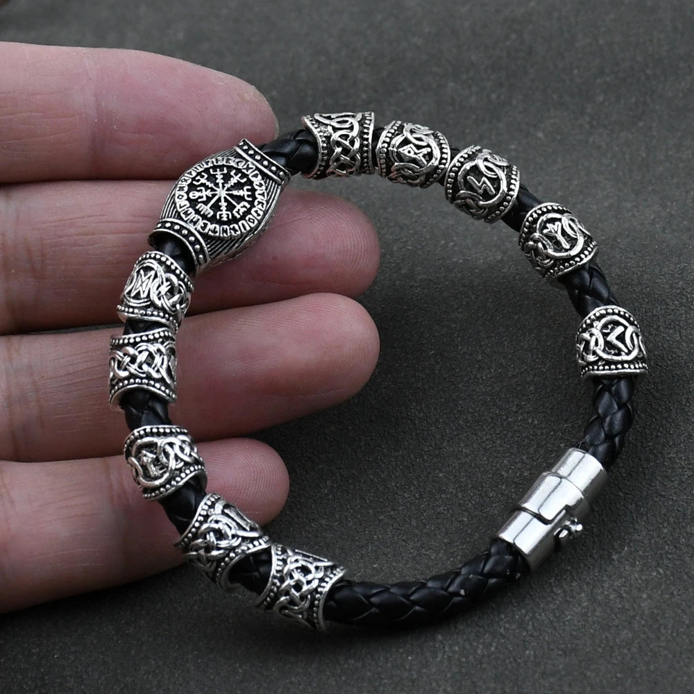 Nordisches Runen-Armband Vikingo 3 Stück/11 Stück/13 Stück/15 Stück Runen-Perlen Vegvisir Kompass Amulett Wikinger-Armband Slawisches Zubehör