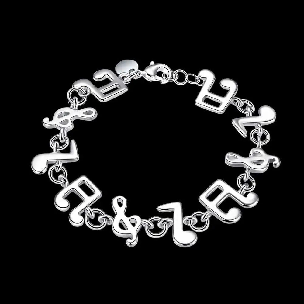 Heiße feine Musiknotenkette aus 925er-Sterlingsilber, Armbänder für Frauen, Hochzeit, Party, Studentin, Weihnachtsgeschenke, Modeschmuck