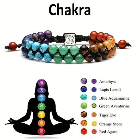 Top Plaza 7-Chakra-Behandlung Kristall-Armband Yoga Stein verstellbare Perlen Armband Meditation Entspannung Angst Damen-Armband