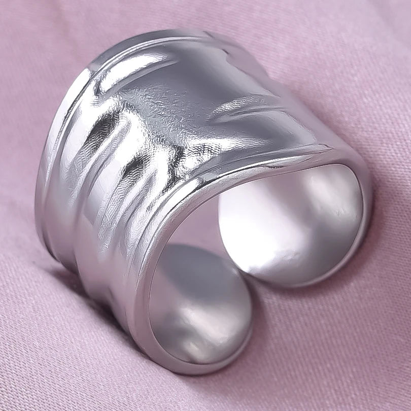 1/2/3 stücke mischen Farbe klobigen breiten Ring offene Edelstahl ringe für Frauen Männer Accessoires unregelmäßige Oberfläche kpop Modeschmuck