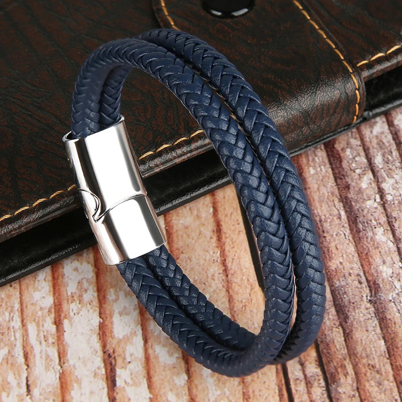 2025 NEUE Echtes Leder Armbänder & Armreifen für Männer Frauen Doppel Schicht Leder Seil Armband Handgemachten Schmuck Homme Pulseras