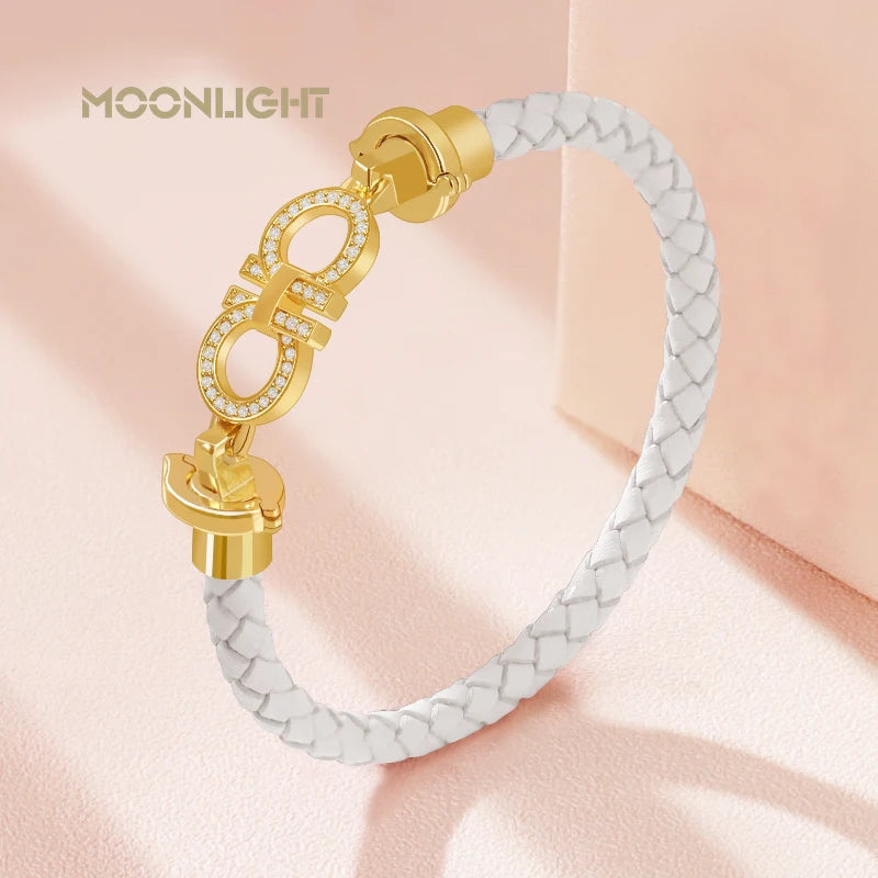 Luxuriöses, klassisches Design, rundes Armband für Damen, echtes geflochtenes Lederarmband, Damenschmuck, Geschenk, Modeaccessoires, 9 Farben
