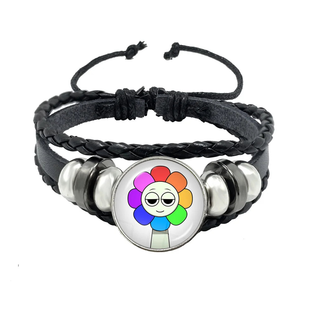 Sprunki Incredibox Anime Cartoon Charakter Leder Seil Armband Kunst Mehrschichtige geflochtene Armbänder Handgefertigte Schmuckzubehör