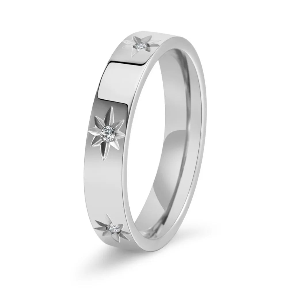 Kolmnsta Neue 4mm Sonnenblume Titan Stahl Ring Für Frauen Vergoldet Kubikzircon, Verlobung, Hochzeit Ringe Paar Schmuck geschenke