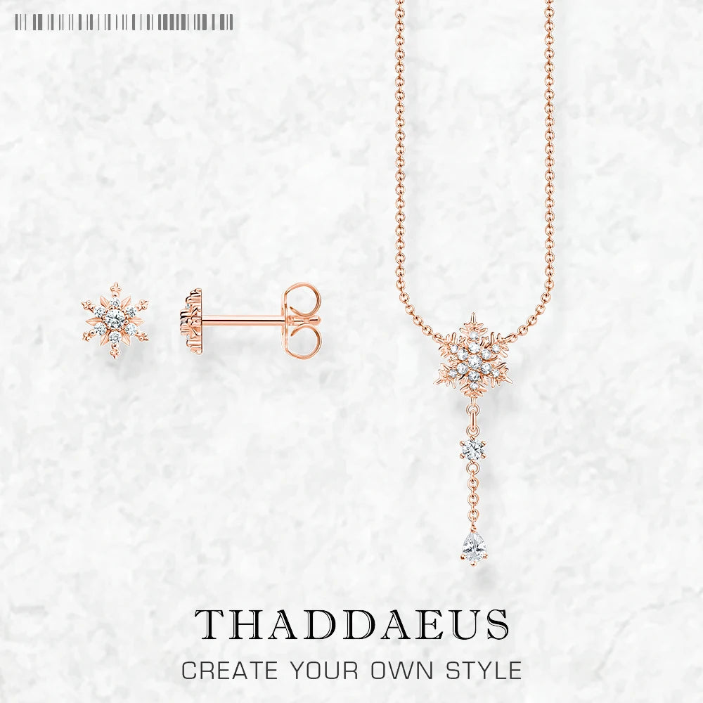 Schneeflocken-Halskette und Ohrring-Schmuckset für den Winter, brandneues 925er-Sterlingsilber, romantisches Geschenk für Frauen